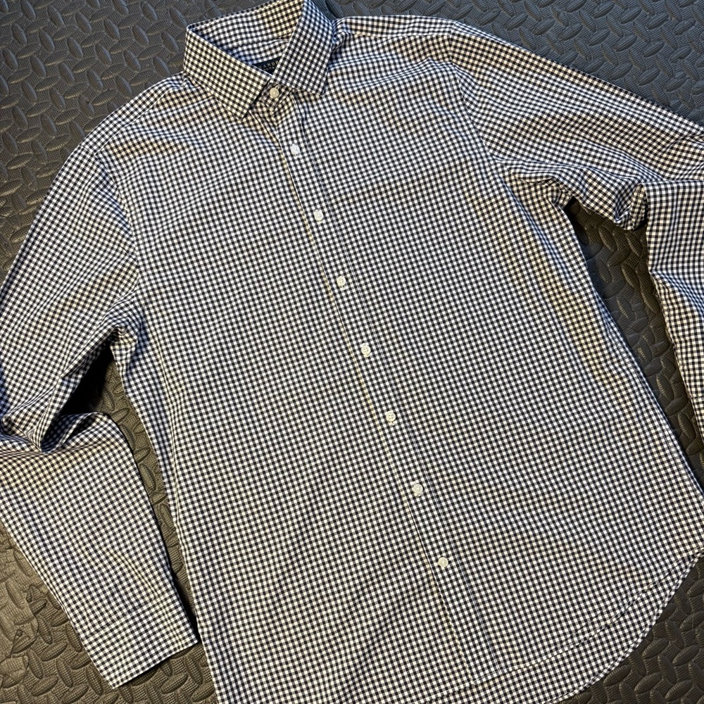 Alexandre London Men’s Black Gingham Cotton Button Down Shirt Size Large